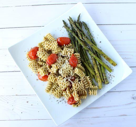 Pesto, Asparagus and Cherry Tomato Pasta